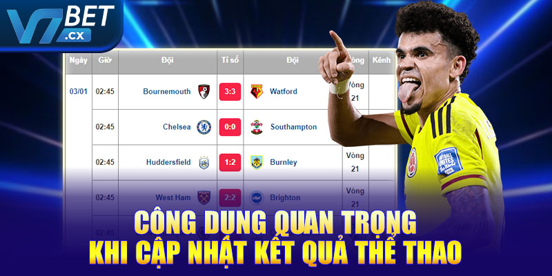 Công dụng quan trọng khi cập nhật kết quả thể thao